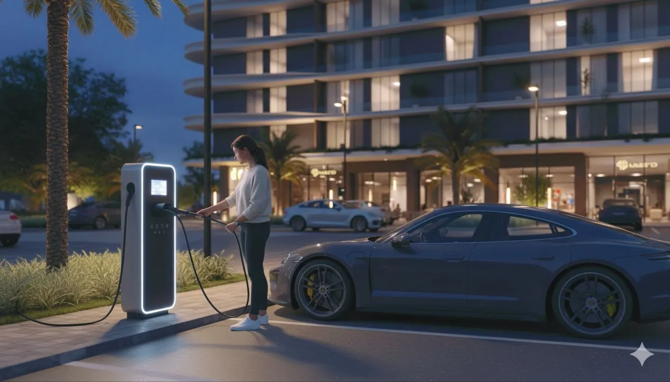 Nabíjení elektromobilů na parkovišti