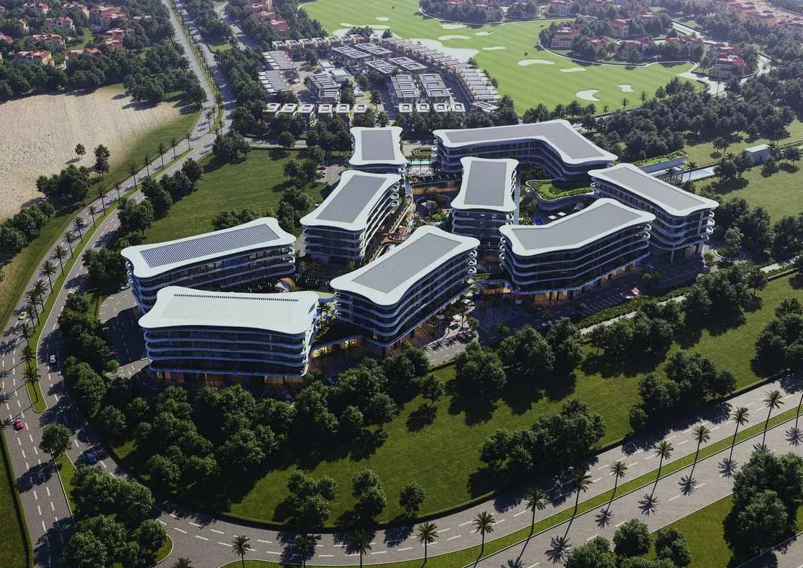 Letecký pohled na masterplan přes den